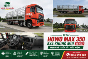 XE TẢI HOWO MAX 350 8X4 KHUNG MUI NHẬP KHẨU 9M7