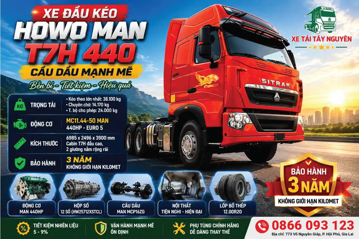 Xe Đầu Kéo HOWO T7H 440 Cầu Dầu
