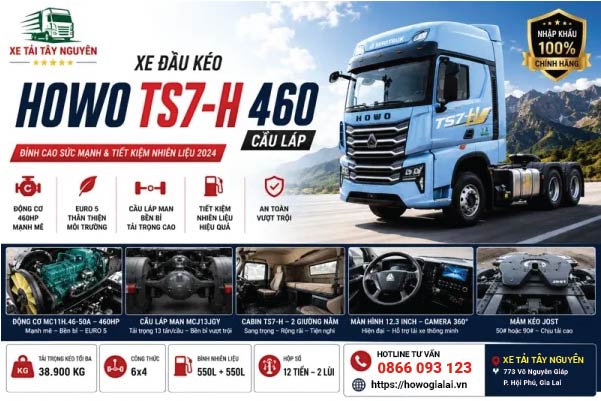 Xe Đầu Kéo HOWO TS7-H 460 Cầu Láp